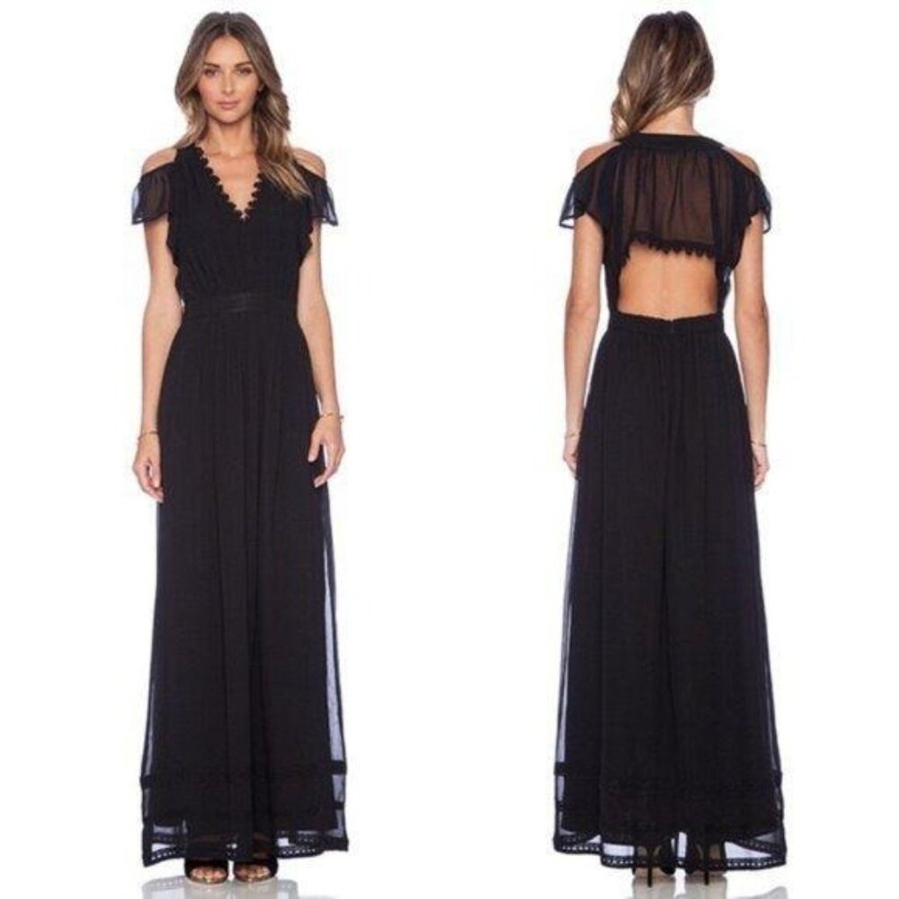 Tularosa Luca Dress Size Small Black Crochet Lace Trim V-neck Sheer Cutout New